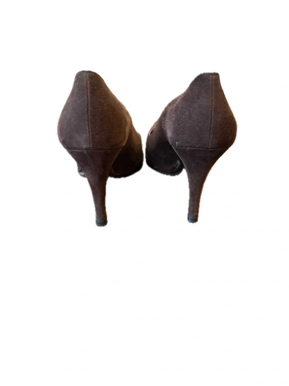 Stuart Weitzman Dark Brown Suede Almond Toe Pumps